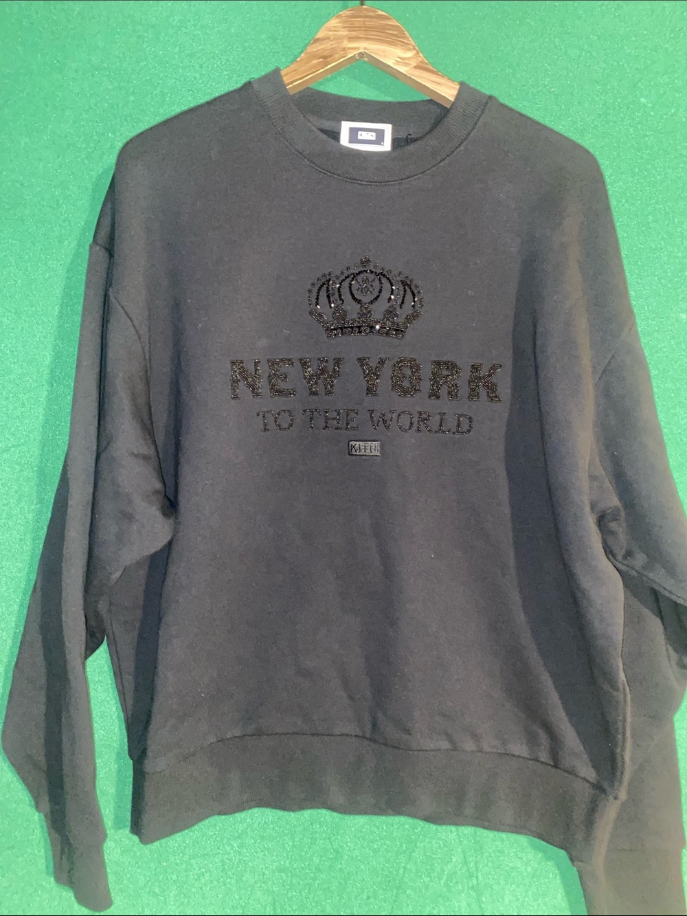 Kith Black Crewneck Sweatshirt with Crown 'New York to the World'